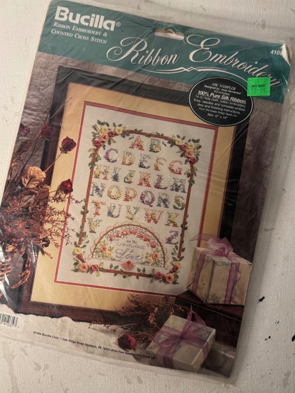 Bucilla Counted Cross Stitch & Ribbon Embroidery Kit ABC Sampler 1994 New Sealed